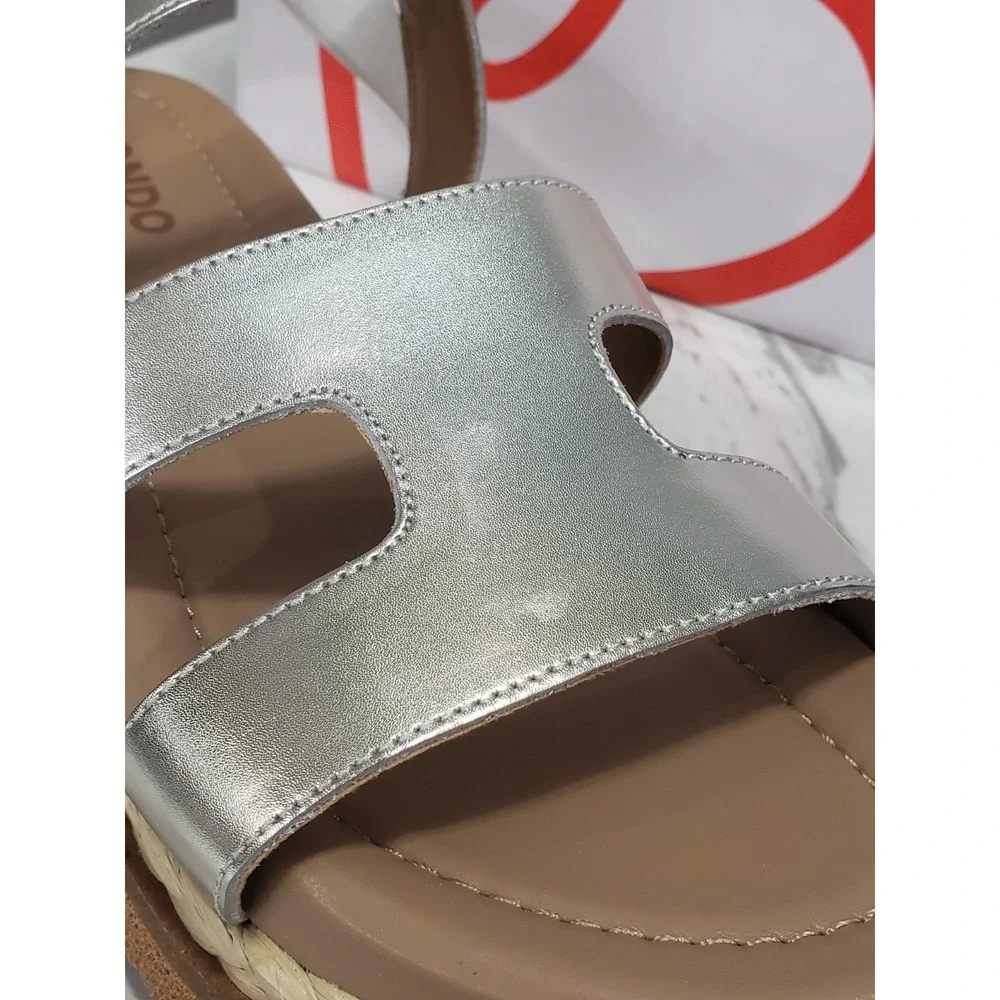 NEW Blondo Frankee Platform Sandals, Silver Platinum Metallic Size 10 Espadrille